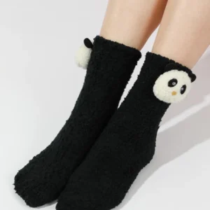 Chaussettes en pilou pilou noires panda