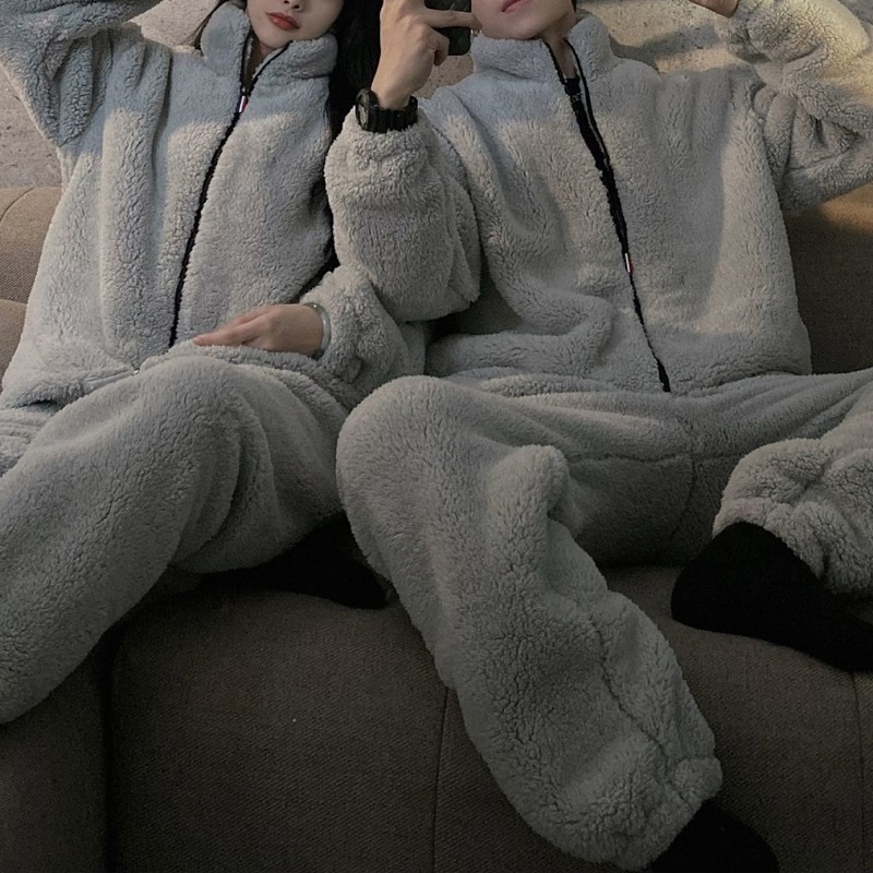 Ensemble Pyjama pour couple gris en pilou pilou en livraison gratuite