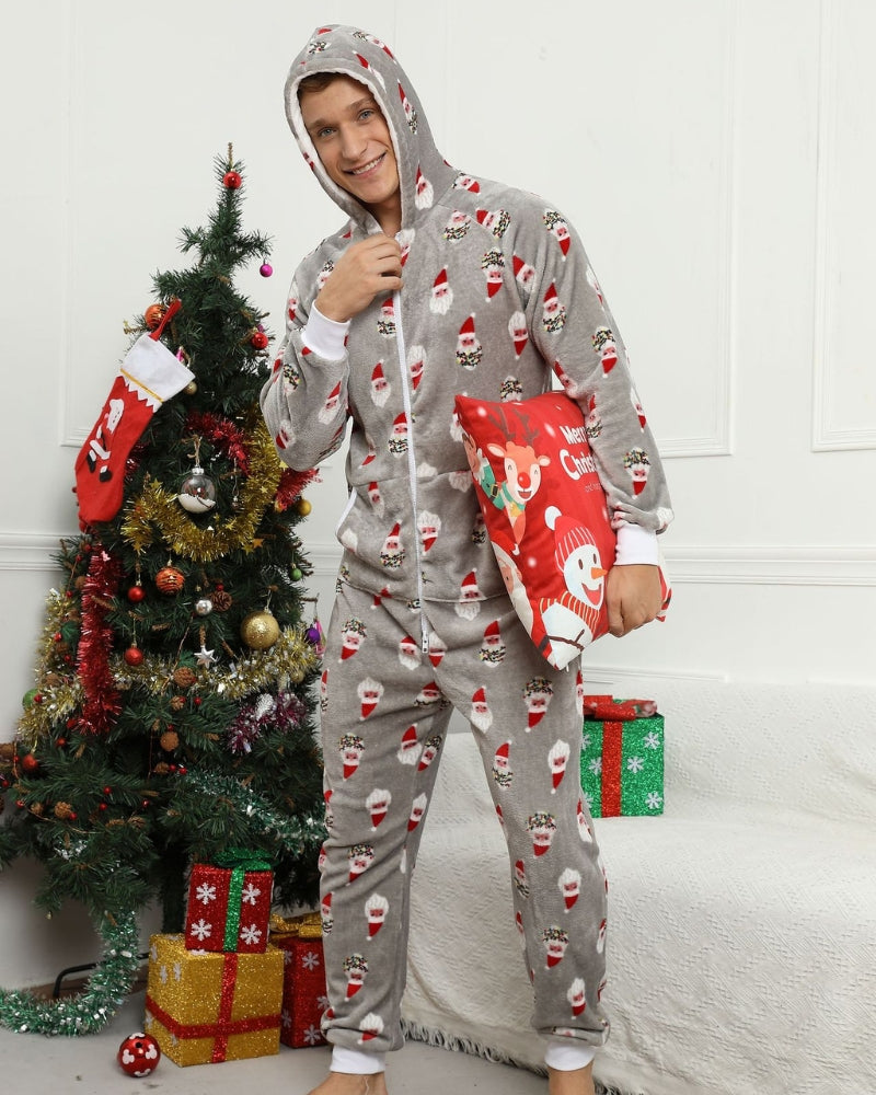 Pyjama pilou pilou pour homme en flanelle à motif de Noël - Pyjama D'Or