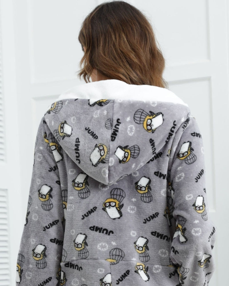Combinaison pyjama pilou à capuche gris garçon