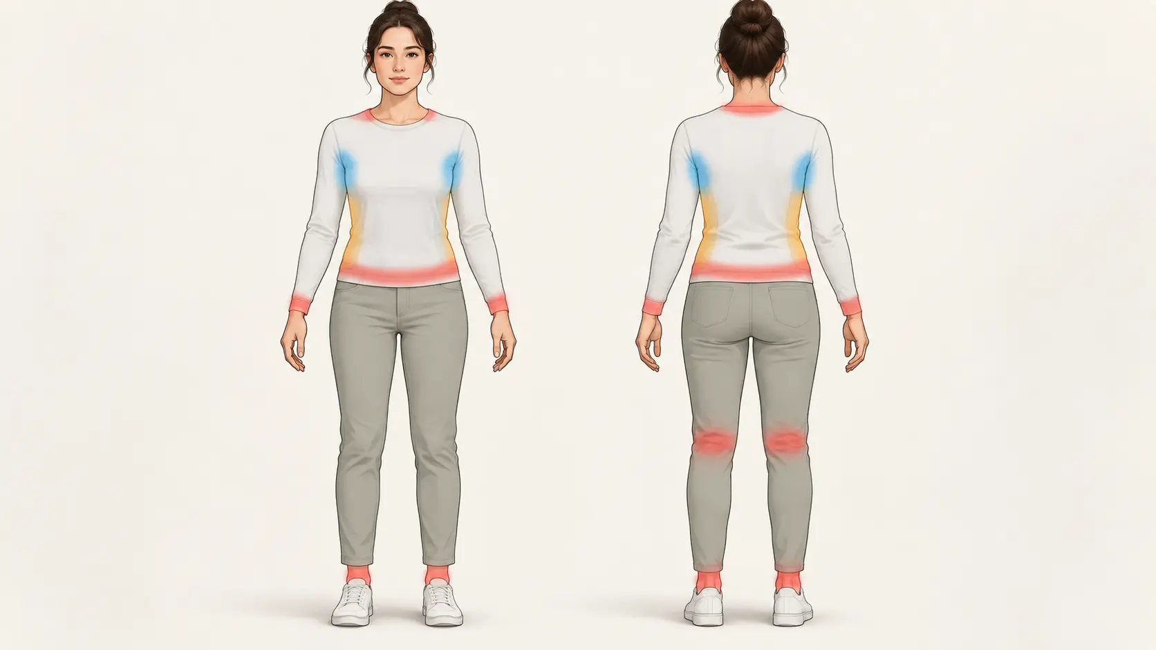Zones d’un vêtement à vérifier pour limiter les frottements sur une peau atopique